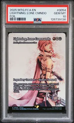 2025 MTG FINAL FANTASY THROUGH THE AGES FOIL LIGHTNING, LONE COMMANDO PSA 10 - Image 1