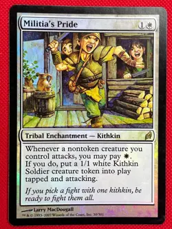 MTG Foil 1X Militia's Pride X1 Lorwyn Magic - Played - Image 1