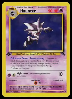 Pokemon Card - Haunter Fossil 21/62 Rare 1st Edition - Image 1