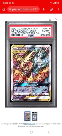 PSA 10 MOLTRES & ZAPDOS & ARTICUNO GX SM210 POKEMON 2019 SM BLACK STAR PROMO - Image 1