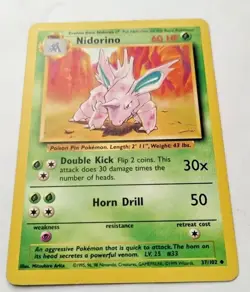 Pokemon TCG Nidorino Base Set 37/102 Regular Unlimited Uncommon - Uncirculated - Image 2