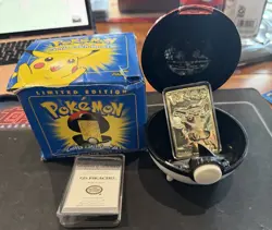 1999 Pokemon 23k Gold Plated Pikachu Pokeball Burger King Promo With Box + COA - Image 1