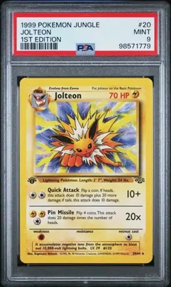 1999 Pokemon Jungle - Jolteon - First 1st Edition - #20/64 - PSA 9 - Image 1