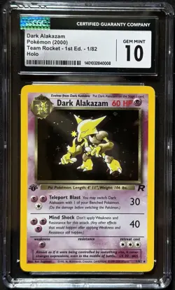 NEW CGC 10 1st Edition HOLO Dark Alakazam 1/82 Gem Mint Pokemon Team Rocket 2109 - Image 1