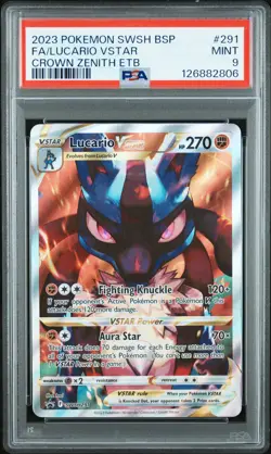 2023 POKEMON SWSH BLACK STAR PROMO #291 FULL ART/LUCARIO VSTAR PSA 9 - Image 1