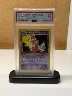 Sabrina's Slowbro 1st Ed. Pokemon Gym Heroes PSA 8 2000 - Image 1