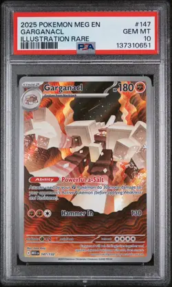 PSA 10 Gem Mint Garganacl Illustration Rare #147 Pokemon Mega Evolution 2025 - Image 1