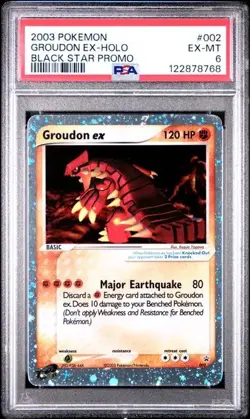 2003 Pokemon #002 Groudon EX-Holo Black Star Promo PSA 6 EX-MT - Image 1