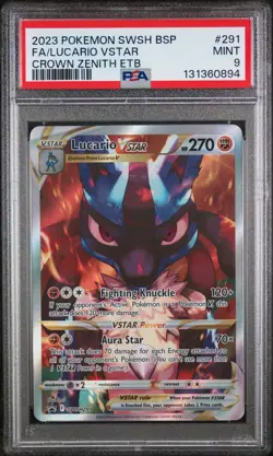 2023 POKEMON SWSH BLACK STAR PROMO #291 FULL ART/LUCARIO VSTAR PSA 9 - Image 1