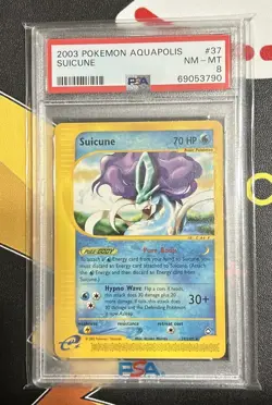 PSA 8 NM-MINT Pokemon Suicune Rare 2003 Aquapolis #37 - Image 1