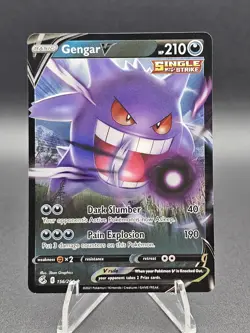 Pokemon Card Gengar v 156/264 Fusion Strike Half Art Holo Ultra Rare NM - Image 1