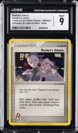 2023 POKEMON TRADING CARD GAME CLASSIC #026 ROCKET'S ADMIN HOLO CGC 9 - Image 1