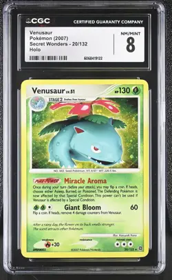 CGC 8 Venusaur 2007 Secret Wonders 20/132 Holo SWIRL Pokemon Card - Image 1