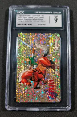 1998 Legend of Zelda: Ocarina of Time Phone Card CGC 9 MINT Dengeki February - Image 1