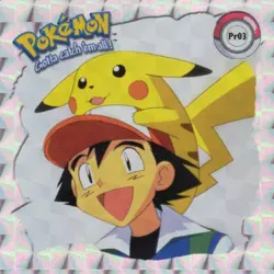 1999 Pokemon ArtBox Sticker - LP Pokemon Pikachu and Ash Pr03 - Image 1