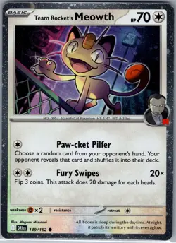 Team Rocket's Meowth (Cosmos Holo) 149/182 - Pokemon Card - NM - Image 1