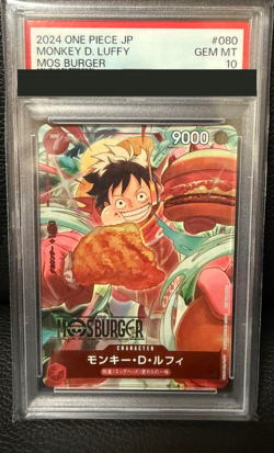 PSA 10 ONE PIECE Card Monkey D Luffy P-080 Promo Mos Burger 2024 Japanese Japan - Image 1