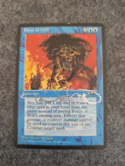 Force of Will Alliances SIGNED Moderately Played (MP) MTG Magic - Image 1