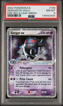 PSA 8 Gengar EX Pokemon 2004 Holo EX Fire Red & Leaf Green 108/112 AMAZING SWIRL - Image 1
