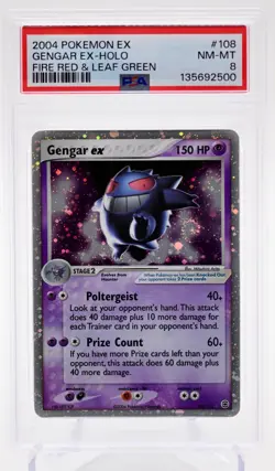 PSA 8 Gengar EX Pokemon 2004 Holo EX Fire Red & Leaf Green 108/112 AMAZING SWIRL - Image 3