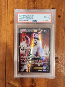 2015 Pokemon XY Breakthrough Full Art FA Mewtwo EX #158 PSA 10 - Image 1