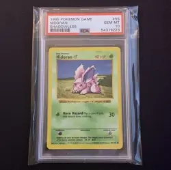 1999 Pokemon Nidoran 55/102 Base Shadowless PSA 10 Gem Mint WIzard of the Coast - Image 1