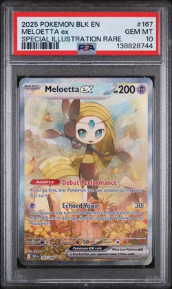2025 POKEMON BLK EN-BLACK BOLT SPECIAL ILLUSTRATION RARE #167 MELOETTA EX PSA 10 - Image 1
