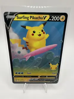 Pokemon Pikachu TCG Surfing v Celebrations Holo Ultra Rare Card 008/025 - Image 1