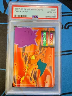 POP 4 PSA 10 GEM MT 1998 Topsun Charizard vs Japanese No.006 Pokemon Card - Image 1