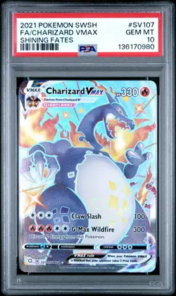 PSA 10 Charizard Vmax SV107/072 Shining Fates Full Art Shiny POKEMON - Image 1