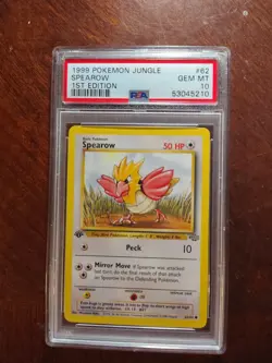 1999 POKEMON JUNGLE 1ST ED #62 SPEAROW PSA 10 - Image 1