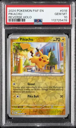 2024 POKEMON PAF EN-PALDEAN FATES REVERSE HOLO #018 PIKACHU PSA 10 - Image 1