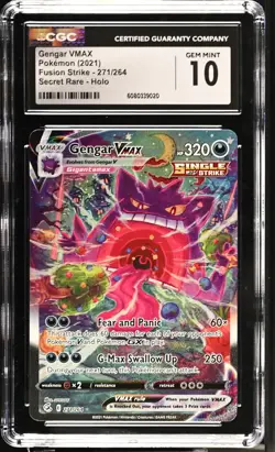 CGC 10 Gengar Vmax 271/264 Fusion Strike Secret Rare Alternate Art Holo POKEMON - Image 1