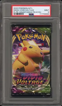 PSA 9 Foil Pack International Vivid Voltage Gigantamax Pikachu POKEMON - Image 1
