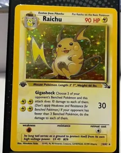 Pokemon Card Holo Rare Raichu 14/62 1st Edition LP/MP Fossil Set 1999 - Image 1