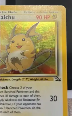 Pokemon Card Holo Rare Raichu 14/62 1st Edition LP/MP Fossil Set 1999 - Image 3