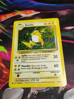Pokemon TCG Raichu Holo Unlimited Rare Card 14/102 Base Set WOTC - Image 1