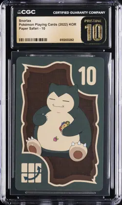 2022 POKEMON PLAYING CARDS KOREAN PAPER SAFARI #10 SNORLAX CGC 10 PERFECT - Image 1