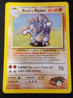 Brock's Rhydon - 2/132 - Gym Heroes Unlimited - Pokemon Card - LP - Image 2