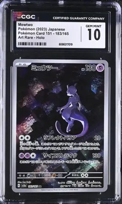 CGC 10 Mewtwo 183/165 Pokemon Card 151 AR Art Rare Holo Japanese POKEMON - Image 1