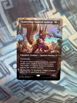 MTG Borderless Raised Foil Chatterfang, Squirrel General EX/LP Bloomburrow - Image 1