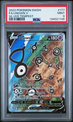Pokemon 2022 Swsh12: Silver Tempest Unown V (Alternate Full Art) #177/195 PSA 9 - Image 1