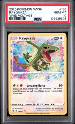 PSA 10 Rayquaza 138/185 Vivid Voltage Amazing Rare Holo POKEMON - Image 1