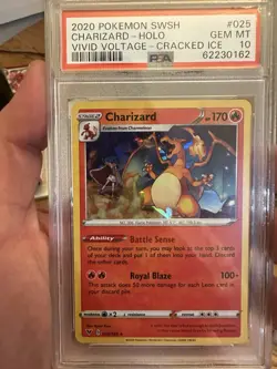 2020 POKEMON SWORD & SHIELD VIVID VOLTAGE CRACKED ICE #025 CHARIZARD-HOLO PSA 10 - Image 1