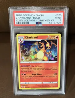 2020 Pokemon Vivid Voltage Charizard #025 Cracked Ice Holo RARE Mint PSA 9 - Image 1