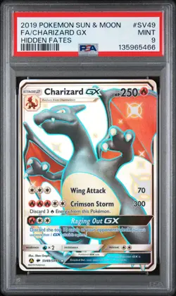 2019 POKEMON SUN & MOON HIDDEN FATES #SV49 FULL ART/CHARIZARD GX PSA 9 - Image 1