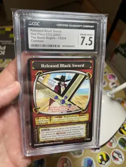 Vintage One Piece TCG Hawk Eye Mihawk 2005 CCG Non Holo CARD Near Mint CGC 7.5 - Image 1