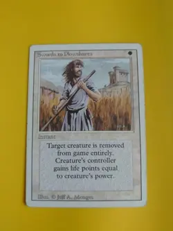 Swords to Plowshares. Instant Magic the Gathering Card. Revised. Old Vintage. - Image 1