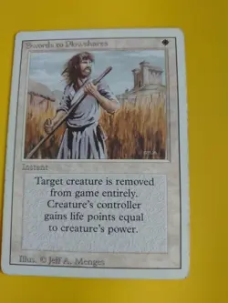 Swords to Plowshares. Instant Magic the Gathering Card. Revised. Old Vintage. - Image 2