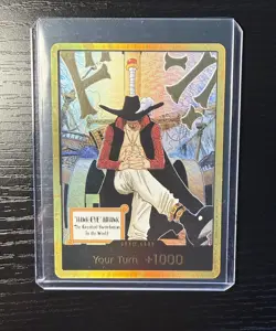 One Piece Card Gold Frame Dracule Mihawk DON!! Card OP14 THE AZURE SEA'S SEVEN - Image 1
